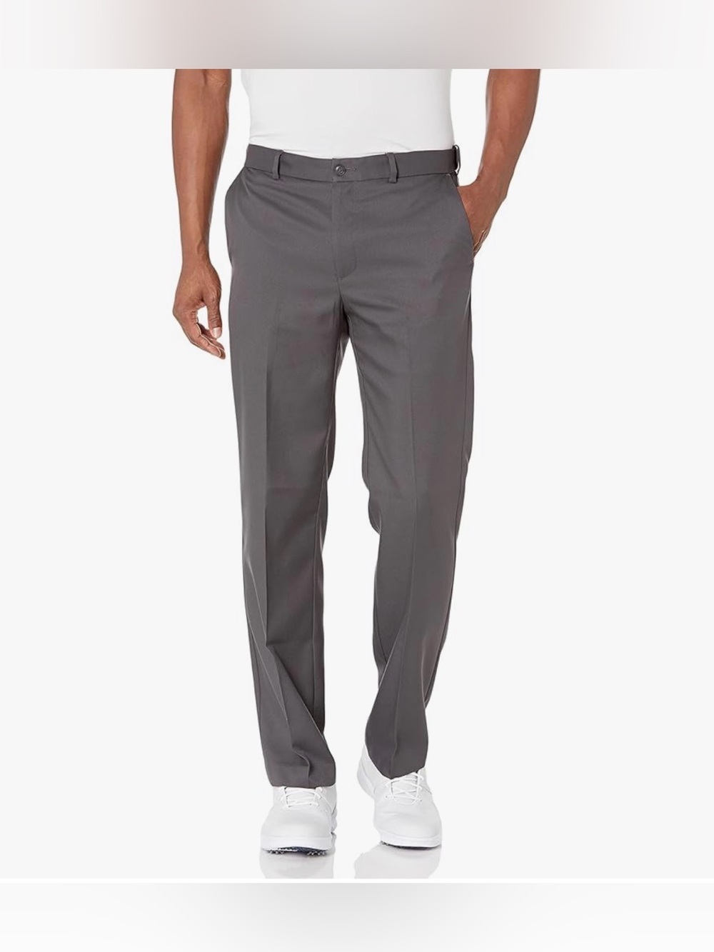 PGA Tour Men's Flat Front Golf Pant with Expandable Waistband Asphalt Size 34